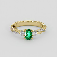 0.44 Ct. Emerald Ring, 18K Yellow Gold 1