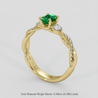 0.44 Ct. Emerald Ring, 18K Yellow Gold 2