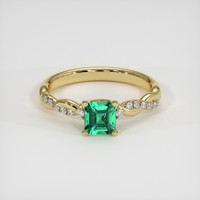 0.50 Ct. Emerald Ring, 18K Yellow Gold 1