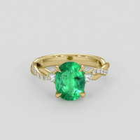 2.11 Ct. Emerald Ring, 18K Yellow Gold 1
