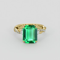 4.00 Ct. Emerald Ring, 18K Yellow Gold 1