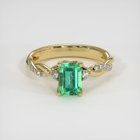 1.00 Ct. Emerald Ring, 18K Yellow Gold 1