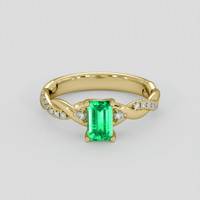 0.70 Ct. Emerald Ring, 18K Yellow Gold 1
