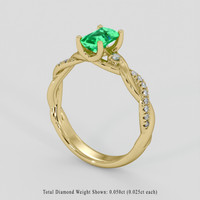 0.70 Ct. Emerald Ring, 18K Yellow Gold 2