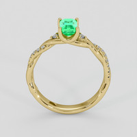 0.70 Ct. Emerald Ring, 18K Yellow Gold 3