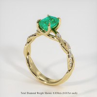 0.88 Ct. Emerald Ring, 18K Yellow Gold 2