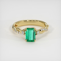 0.73 Ct. Emerald Ring, 18K Yellow Gold 1