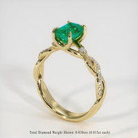 0.80 Ct. Emerald Ring, 18K Yellow Gold 2