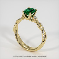0.99 Ct. Emerald Ring, 18K Yellow Gold 2