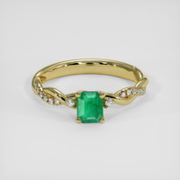 0.71 Ct. Emerald Ring, 18K Yellow Gold 1