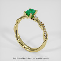 0.71 Ct. Emerald Ring, 18K Yellow Gold 2