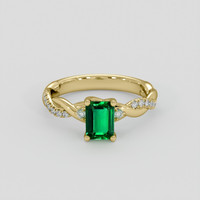 0.91 Ct. Emerald Ring, 18K Yellow Gold 1