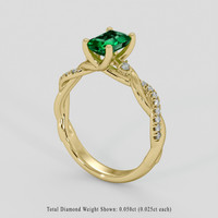 0.91 Ct. Emerald Ring, 18K Yellow Gold 2