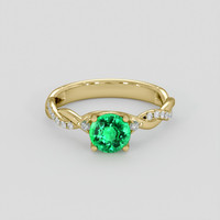 0.88 Ct. Emerald Ring, 18K Yellow Gold 1