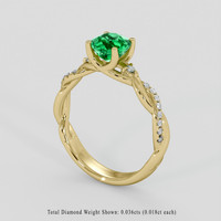 0.88 Ct. Emerald Ring, 18K Yellow Gold 2