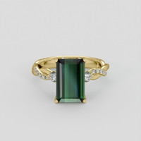 3.75 Ct. Green Tourmaline Ring, 18K Yellow Gold 1