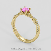 0.84 Ct. Pink Sapphire Ring, 18K Yellow Gold 2