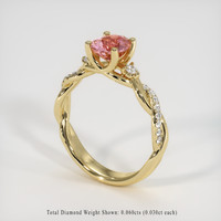1.03 Ct. Padparadscha Sapphire Ring, 18K Yellow Gold 2