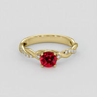 0.70 Ct. Ruby Ring, 18K Yellow Gold 1