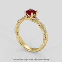 0.70 Ct. Ruby Ring, 18K Yellow Gold 2