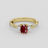 0.99 Ct. Ruby Ring, 18K Yellow Gold 1