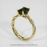 2.06 Ct. Green Sapphire Ring, 18K Yellow Gold 2