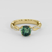 1.22 Ct. Green Sapphire Ring, 18K Yellow Gold 1