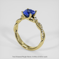 1.41 Ct. Blue Sapphire Ring, 18K Yellow Gold 2