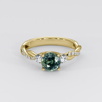 1.55 Ct. Bluish Green Sapphire Ring, 18K Yellow Gold 1
