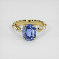 4.09 Ct. Blue Sapphire Ring, 18K Yellow Gold 1
