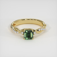 0.87 Ct. Green Sapphire Ring, 18K Yellow Gold 1