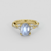 4.72 Ct. Grey Sapphire Ring, 18K Yellow Gold 1