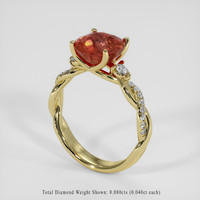 3.09 Ct. Padparadscha Sapphire Ring, 18K Yellow Gold 2
