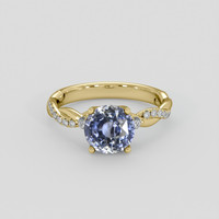 2.67 Ct. Greyish Blue Sapphire Ring, 18K Yellow Gold 1