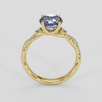 2.67 Ct. Greyish Blue Sapphire Ring, 18K Yellow Gold 3