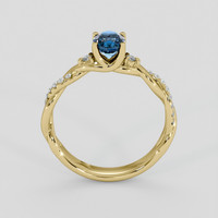 0.91 Ct. Greenish Blue Sapphire Ring, 18K Yellow Gold 3