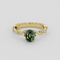 1.25 Ct. Green Sapphire Ring, 18K Yellow Gold 1