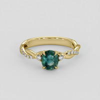 0.99 Ct. Bluish Green Sapphire Ring, 18K Yellow Gold 1