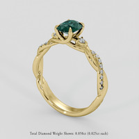 0.99 Ct. Bluish Green Sapphire Ring, 18K Yellow Gold 2