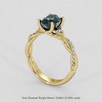 2.03 Ct. Bluish Green Sapphire Ring, 18K Yellow Gold 2