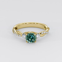 1.12 Ct. Greenish Blue Sapphire Ring, 18K Yellow Gold 1