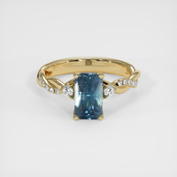 2.01 Ct. Greenish Blue Sapphire Ring, 18K Yellow Gold 1
