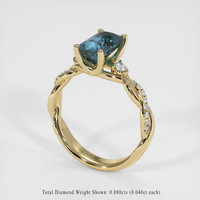 2.01 Ct. Greenish Blue Sapphire Ring, 18K Yellow Gold 2