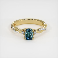 0.76 Ct. Greenish Blue Sapphire Ring, 18K Yellow Gold 1