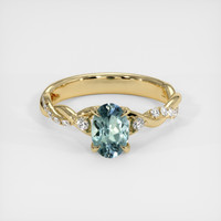 0.90 Ct. Greenish Blue Sapphire Ring, 18K Yellow Gold 1