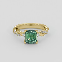 2.44 Ct. Bluish Green Sapphire Ring, 18K Yellow Gold 1