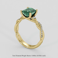 2.44 Ct. Bluish Green Sapphire Ring, 18K Yellow Gold 2