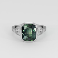 3.40 Ct. Green Sapphire Ring, Platinum 950 1