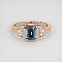 1.11 Ct. Greenish Blue Sapphire Ring, 14K Rose Gold 1