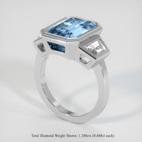 7.61 Ct. Blue Aquamarine Ring, 10K White Gold 2